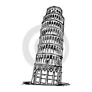 Leaning tower of pisa - vector illustration sketch hand drawn photo