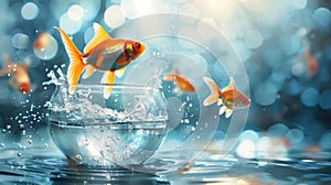 Leap of Love: Goldfish Jumping Out of Water in Romantic Gesture