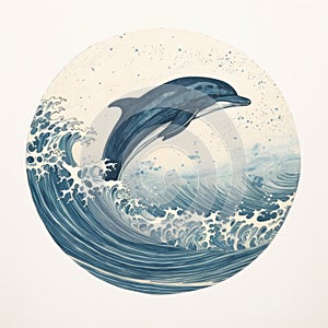 Leaping Dolphin In Atmospheric Etchings: Detailed Illustrations And Characterful Animal Portraits