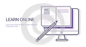 Learing Online Business Concept Elearning Education Template Web Banner With Copy Space