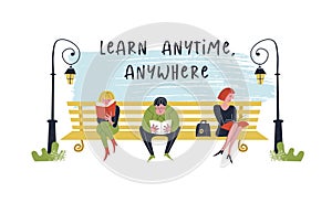 Learn anytime anywhere. Vector illustration. photo