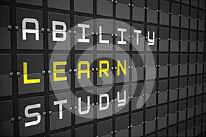 Learn buzzwords on black mechanical board