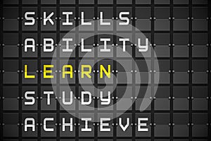 Learn buzzwords on black mechanical board