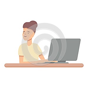 Learn coding icon cartoon vector. Computer education
