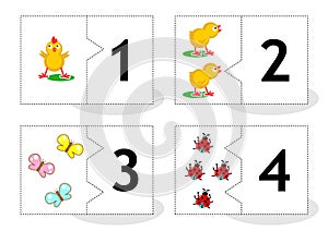 Learn counting puzzle cards, numbers 1 - 4