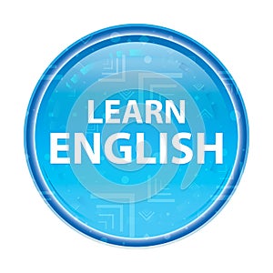 Learn English floral blue round button