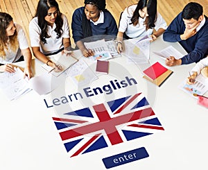 Learn English Language Online Education Concept