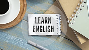 Learn English Text written on notebook page