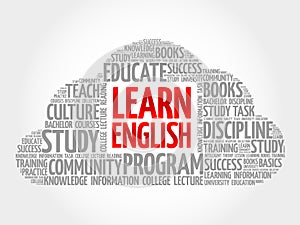 Learn English word cloud collage