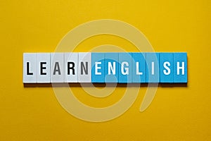 Learn English - word concept on building blocks, text