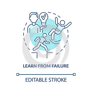 Learn from failure blue concept icon