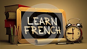 Learn French - Motivational Quote on Chalkboard