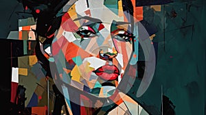 Create Neo-expressionism Portrait With Suprematism Style photo