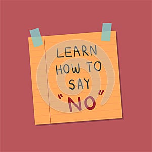 Learn how to say no note illustration
