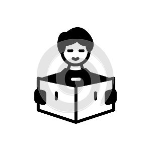 Black solid icon for Learn, read and study photo