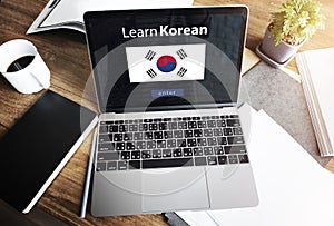 Learn Korean Language Online Education Concept