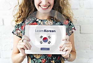 Learn Korean Language Online Education Concept
