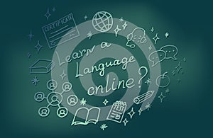 Learn a Language online concept vector illustration