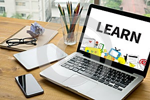 LEARN Learning Education Knowledge and Knowledge Training E-Learning Skills Start Up