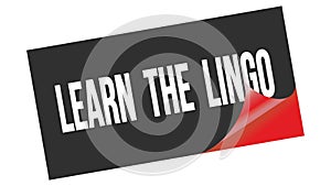 LEARN  THE  LINGO text on black red sticker stamp photo