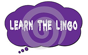 LEARN THE LINGO text written on a violet cloud bubble