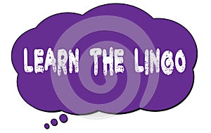 LEARN THE LINGO text written on a violet cloud bubble photo