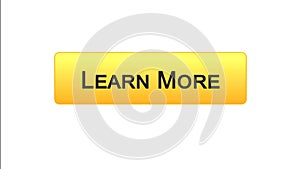 Learn more web interface button orange color, education online program, webinar