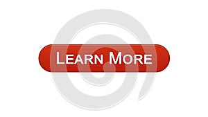 Learn more web interface button wine red, education online program, webinar