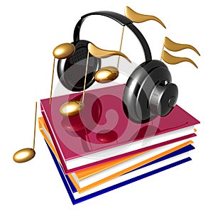 Learn music and song by books icon symbol