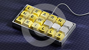 Learn new skills symbol. Concept words Learn new skills on Computer keyboard keys.Learn new skills concept
