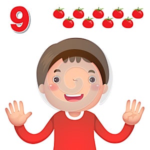 Learn number and counting with kidâ€™s hand showing the number n