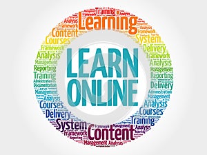 Learn Online circle word cloud