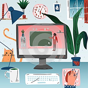 Learn online online education. Workplace, desktop computer