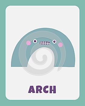 Learn shapes flashcard with cute character
