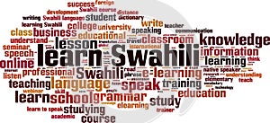 Learn Swahili word cloud