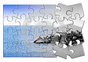 Learn to manage anxiety and stress to rebuild the inner serenity - concept image in jigsaw puzzle shape