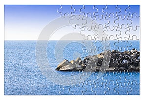 Learn to manage anxiety and stress to rebuild the inner serenity - concept image in jigsaw puzzle shape