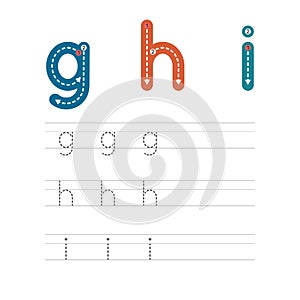 Learn to write letters ghi small 2