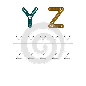 Learn to write letters YZ
