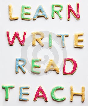 Learn Write Read and Teach decorated cookies
