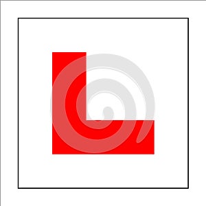 Learner driver plate sign. Drive beginner symbol.