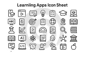 Learning Apps Vector Icon Set for Educational Mobile Applications Digital Learning Tools