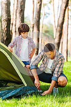 Learning the basics of camping.