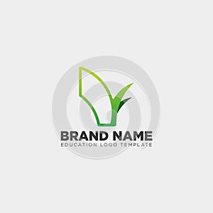 learning book plant leaf tree line logo template vector illustration