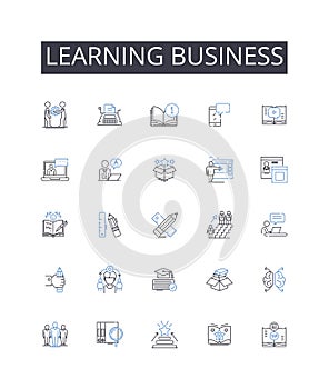 Learning business line icons collection. Advancement, Growth, Improvement, Development, Success, Promotion, Expansion