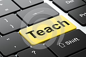 Learning concept: Teach on computer keyboard background