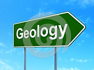 Learning concept: Geology on road sign background