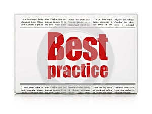 Learning concept: newspaper headline Best Practice