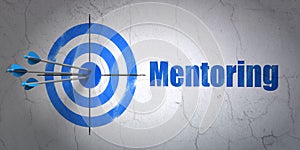 Learning concept: target and Mentoring on wall background