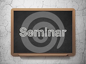 Learning concept: Seminar on chalkboard background